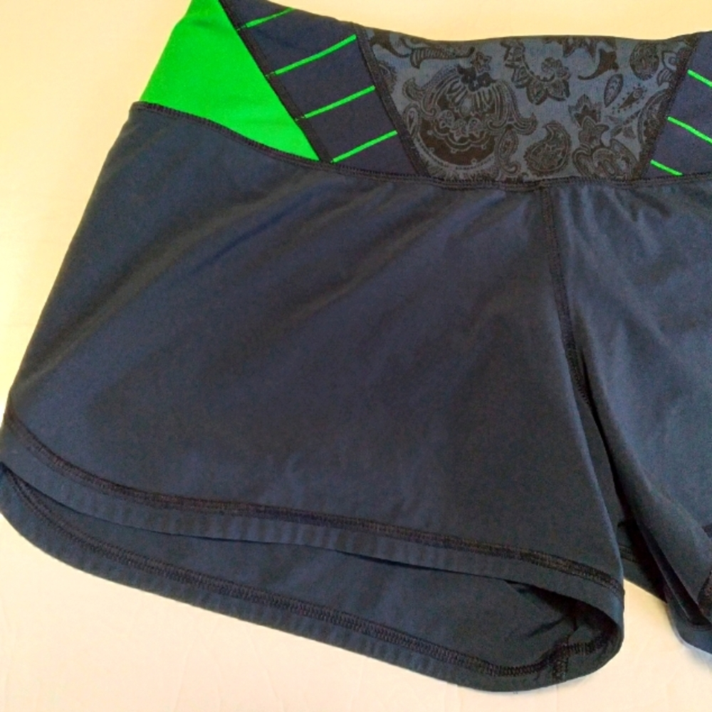Lululemon Speed Runnig Shorts Secure Back Pocket Lined High-rise Navy Paisley - Picture 4 of 11